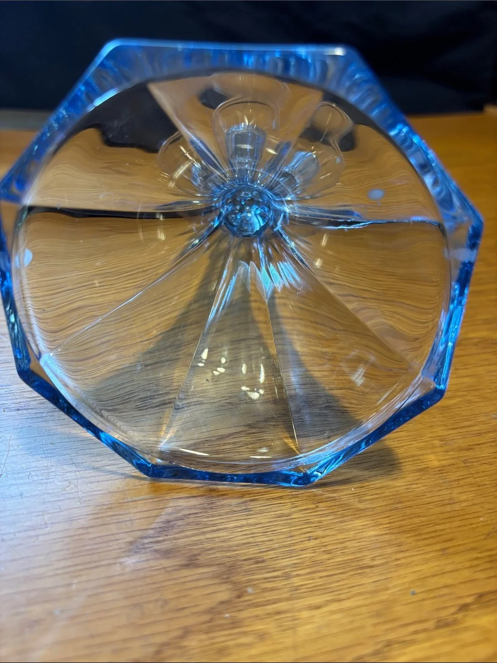 Baby Blue Pressed Glass Candlestick Holder
